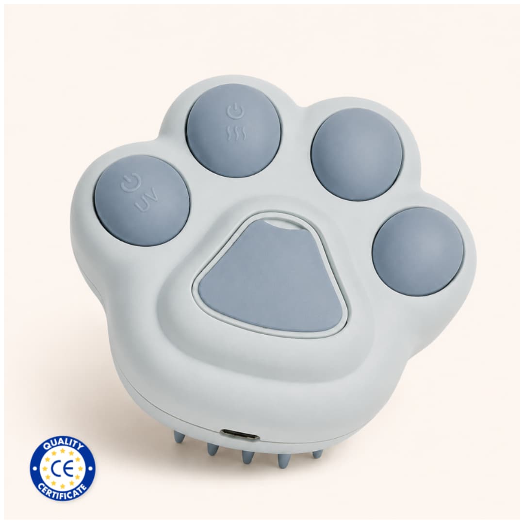 Close up grooming brush paw shape Grey, CE mark european quality