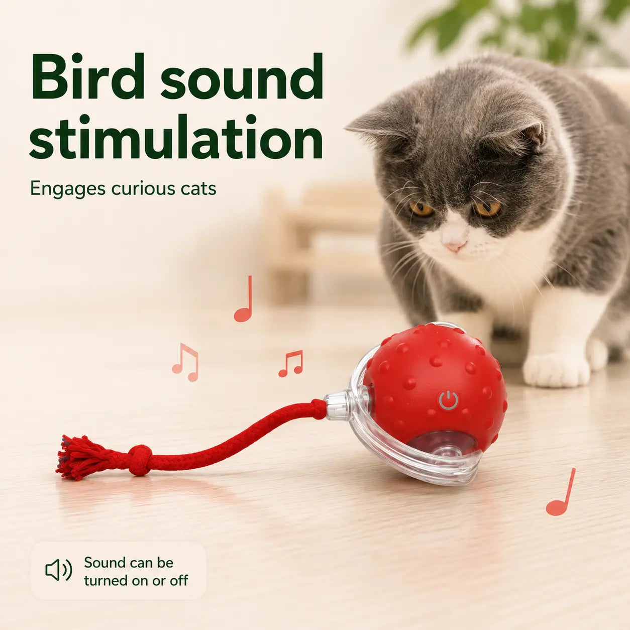 Automatic rolling ball bird sound stimulation cats