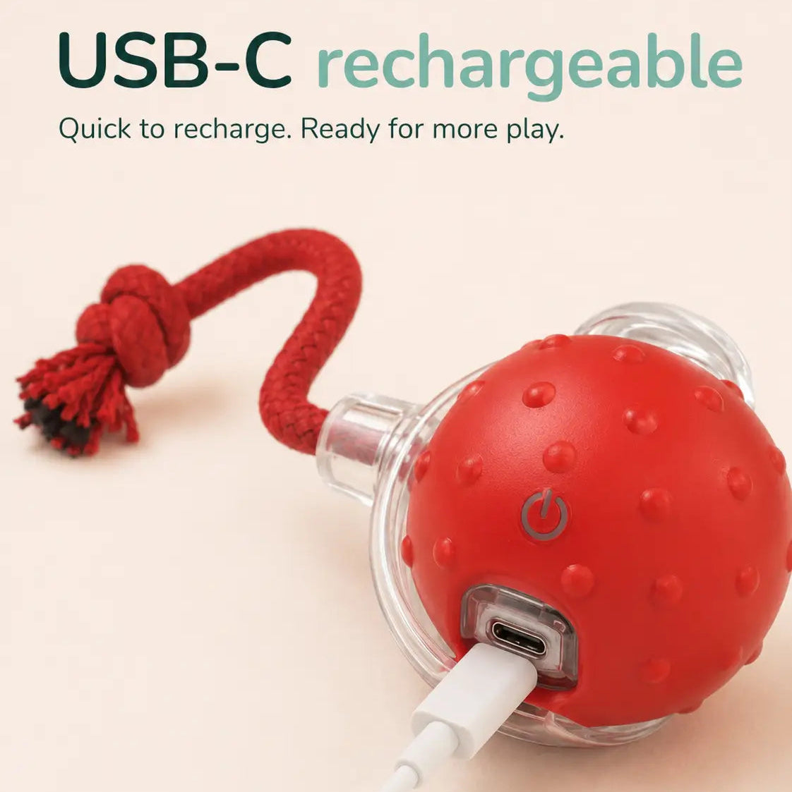 Automatic rolling ball USB-C rechargeable pet toy