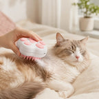 Pink UV sterilizing a cute cat with a steam brush